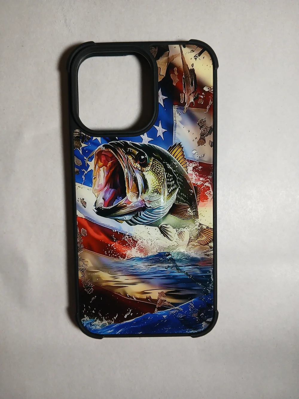 ZHEGAILIAN Patriotic Largemouth Bass Tough Case For iPhone 15 Pro Max 6.7